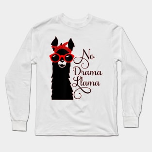 No Drama Llama T Shirt Cute Lama Sunglasses Long Sleeve T-Shirt